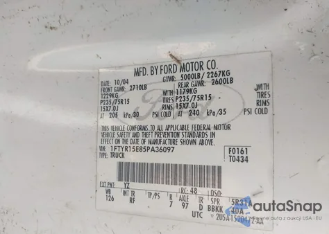 2005 Ford Ranger Edge/Xl/Xlt z USA, uszkodzony, nr VIN 1FTYR15E85PA36097